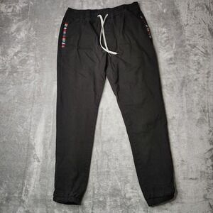 Wowie Pants‎ Men's Medium Black Cotton Stretch Ramble Joggers Aztec Drawstring